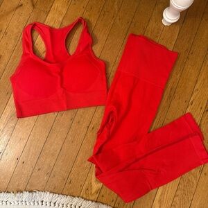 Amazon Red Sports Bra and Leggings Set